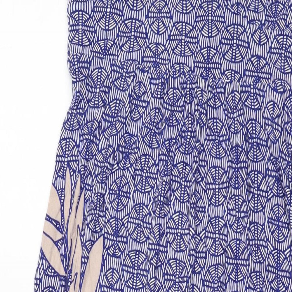 NEXT Womens Multicoloured Geometric Viscose A-Line Size 12 V-Neck Pullover