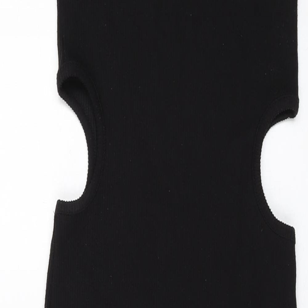 Stradivarius Womens Black Polyester Bodycon Size S Round Neck Pullover