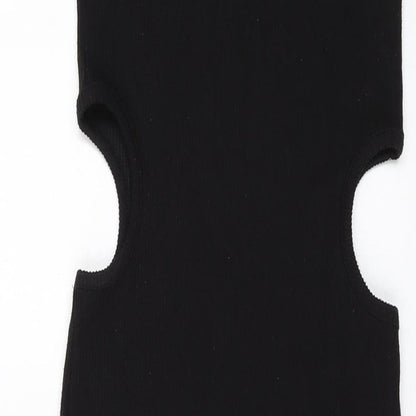 Stradivarius Womens Black Polyester Bodycon Size S Round Neck Pullover