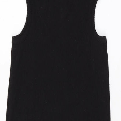 Stradivarius Womens Black Polyester Bodycon Size S Round Neck Pullover