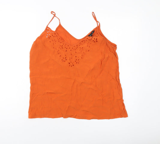Womens UK Size 14 New Look Orange Basic Tank