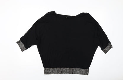 Womens UK Size M United Colors of Benetton Black Basic Blouse
