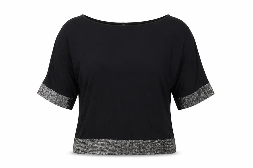 Womens UK Size M United Colors of Benetton Black Basic Blouse