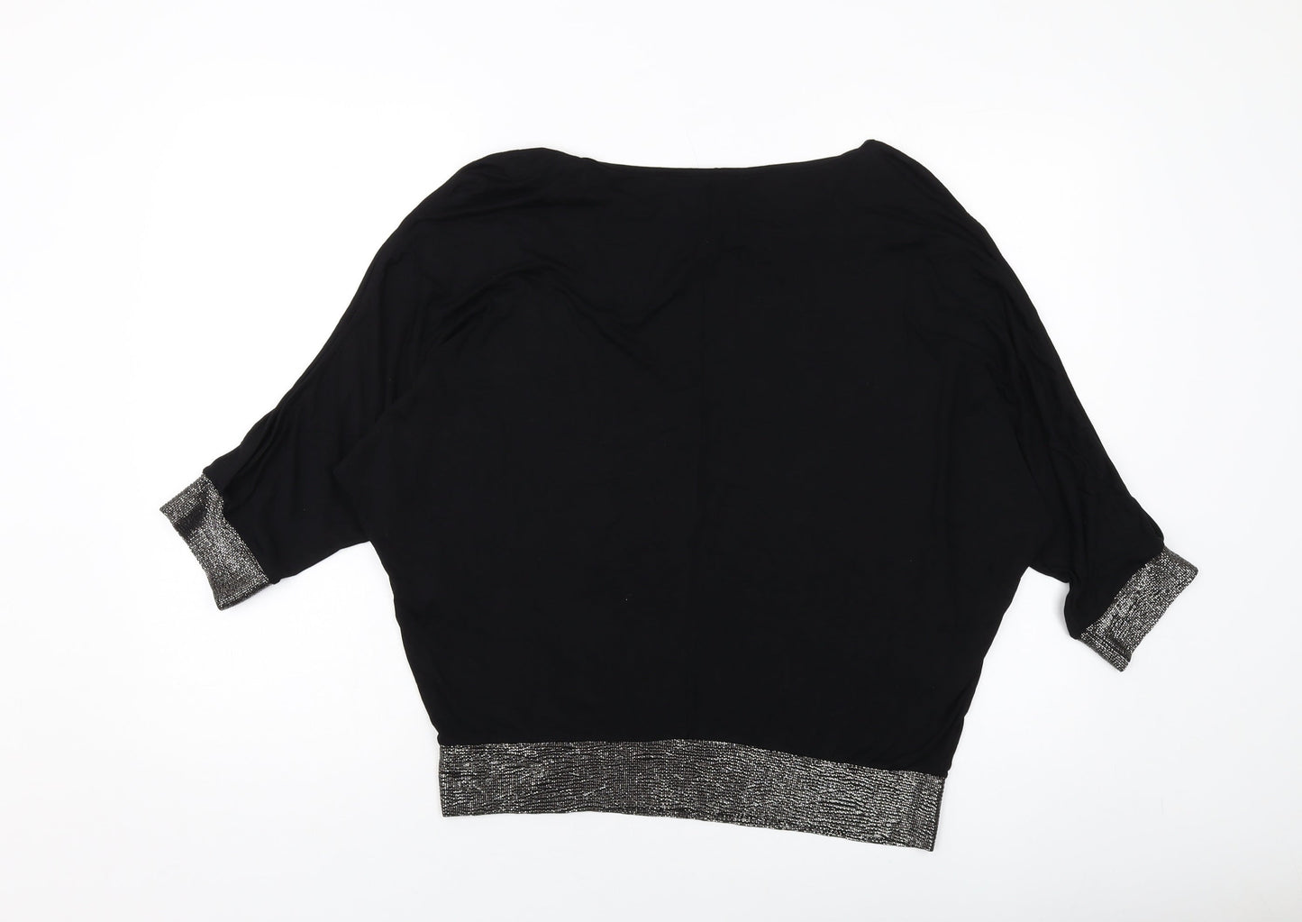 Womens UK Size M United Colors of Benetton Black Basic Blouse