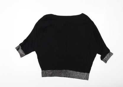 Womens UK Size M United Colors of Benetton Black Basic Blouse