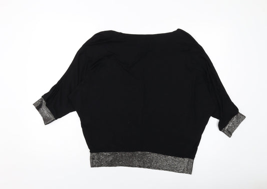 Womens UK Size M United Colors of Benetton Black Basic Blouse