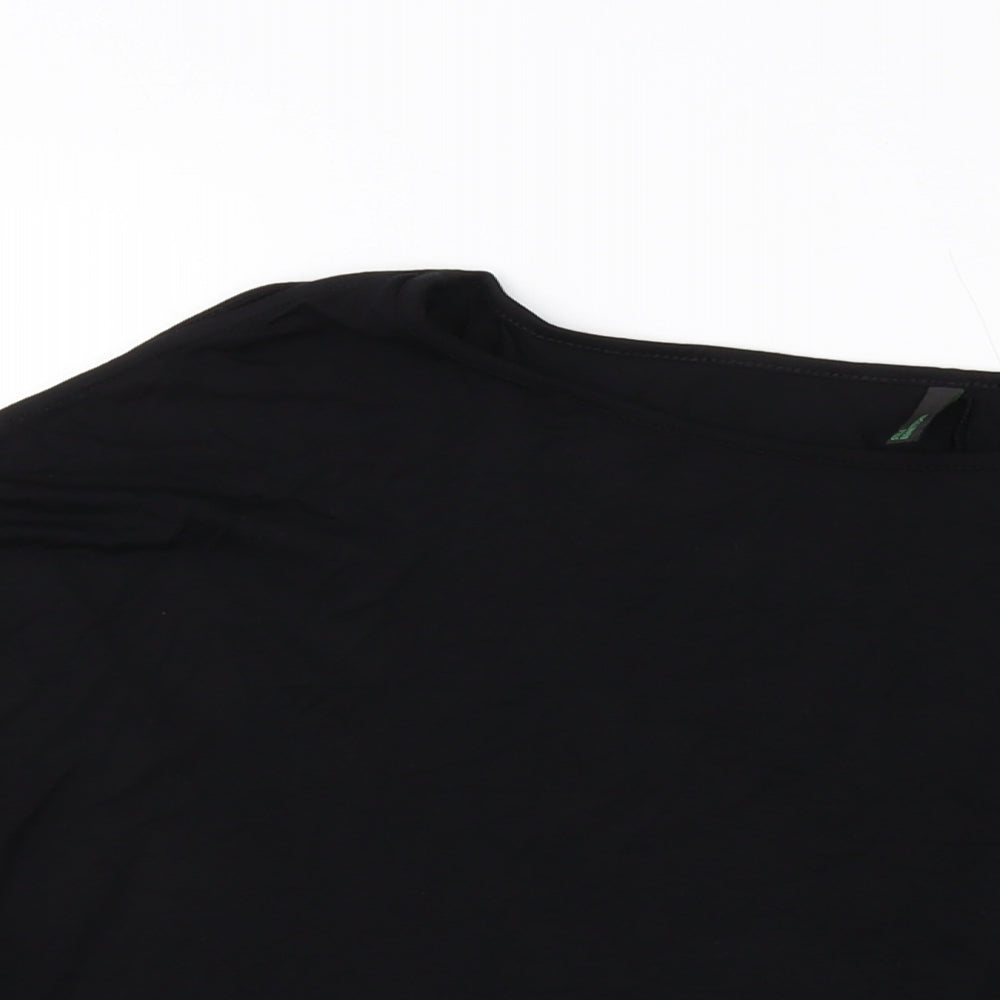 Womens UK Size M United Colors of Benetton Black Basic Blouse
