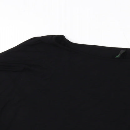 Womens UK Size M United Colors of Benetton Black Basic Blouse