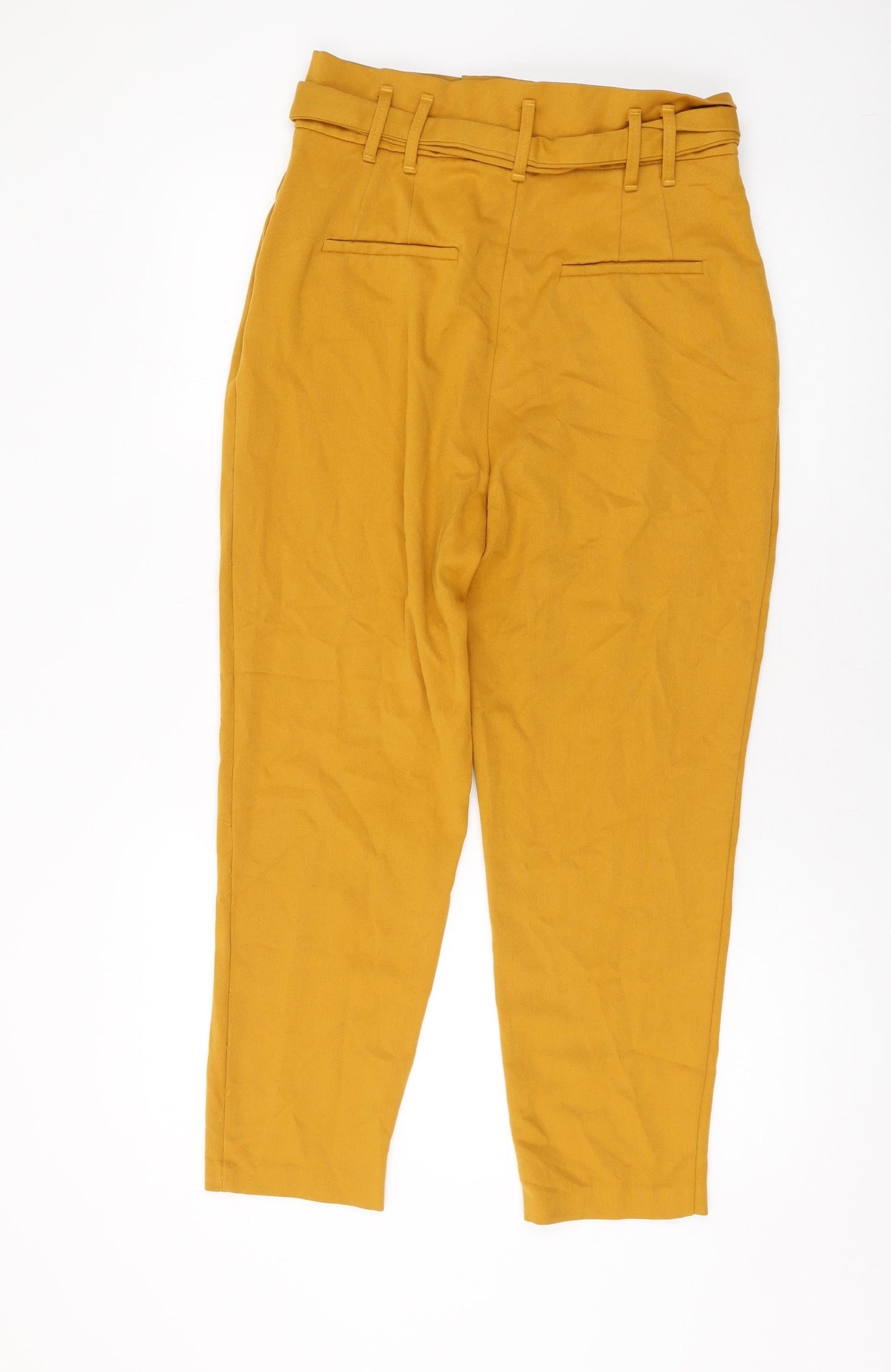 Zara Womens Yellow Polyester Trousers Size L L25 in Regular Hook & Eye