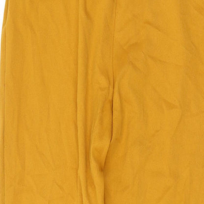 Zara Womens Yellow Polyester Trousers Size L L25 in Regular Hook & Eye