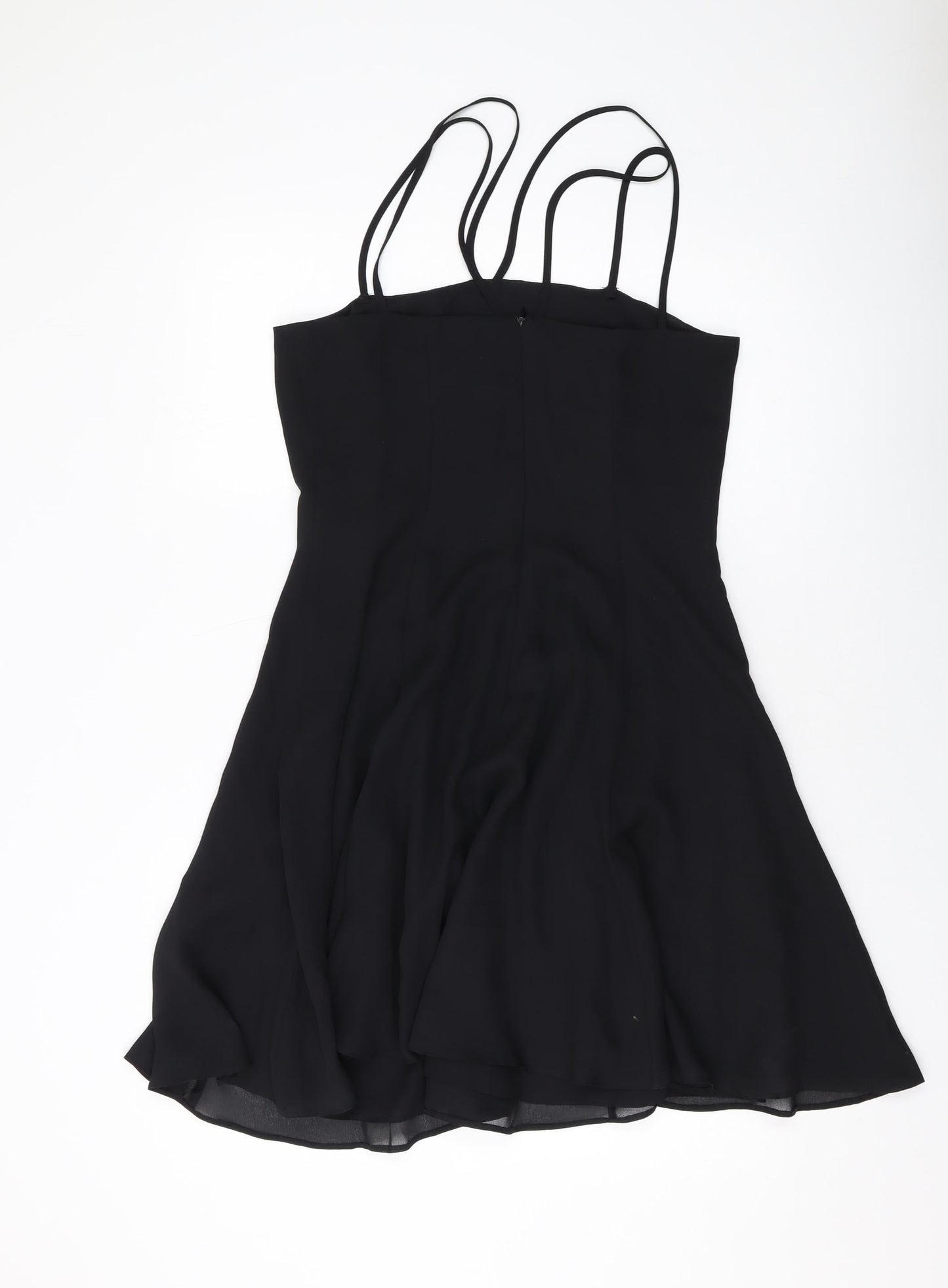 NEXT Womens Black Polyester A-Line Size 12 Square Neck Zip