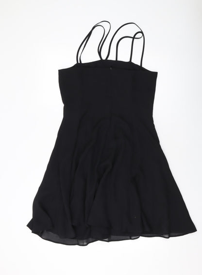 NEXT Womens Black Polyester A-Line Size 12 Square Neck Zip