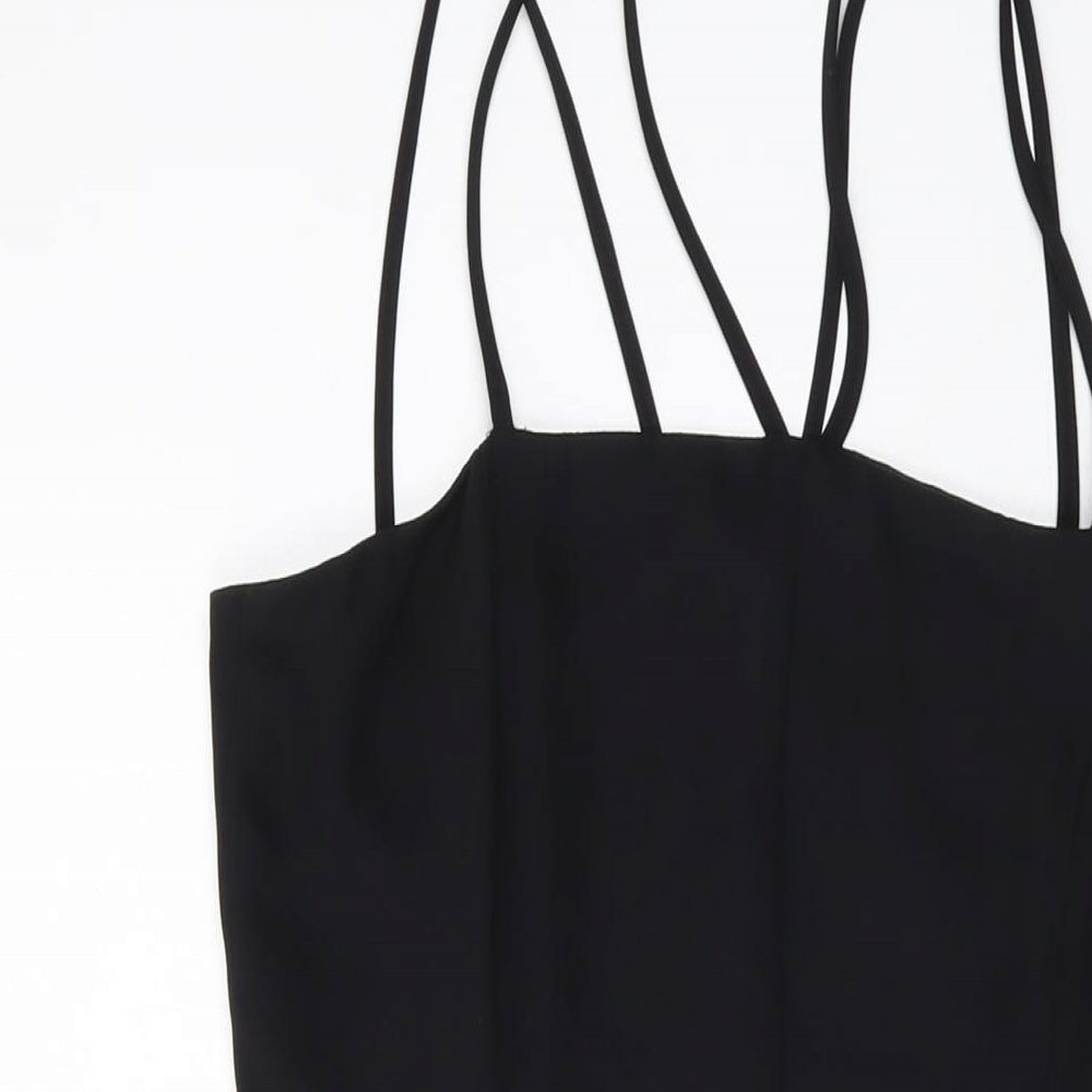 NEXT Womens Black Polyester A-Line Size 12 Square Neck Zip