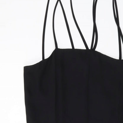 NEXT Womens Black Polyester A-Line Size 12 Square Neck Zip