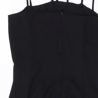 NEXT Womens Black Polyester A-Line Size 12 Square Neck Zip