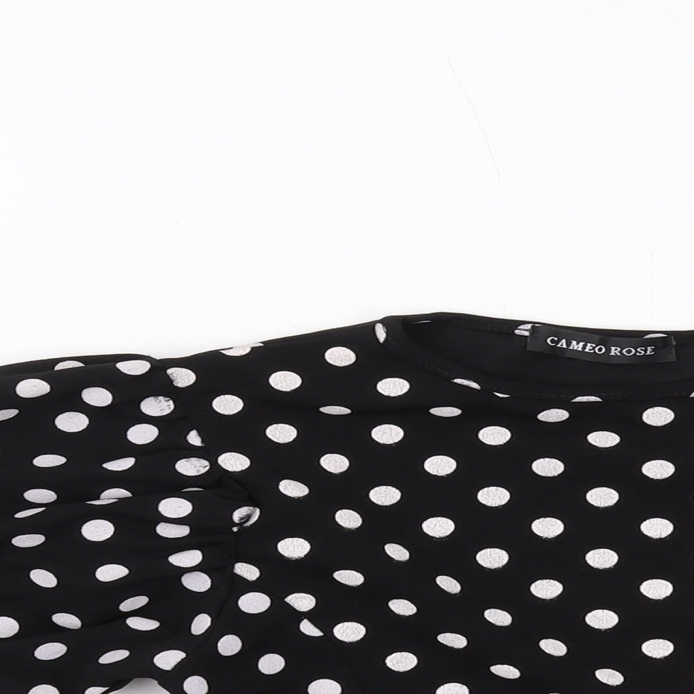 Cameo Rose Womens Black Polka Dot Polyester Camisole T-Shirt Size 10 Round Neck