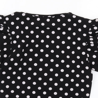 Cameo Rose Womens Black Polka Dot Polyester Camisole T-Shirt Size 10 Round Neck