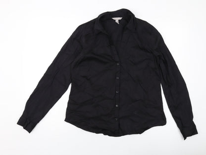 Womens UK Size 14 H&M Black Basic Button-Up