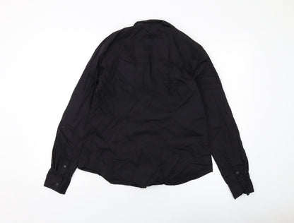Womens UK Size 14 H&M Black Basic Button-Up