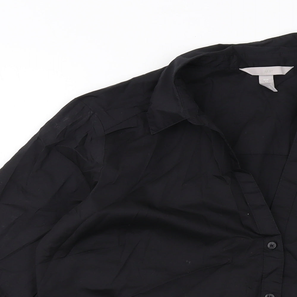 Womens UK Size 14 H&M Black Basic Button-Up