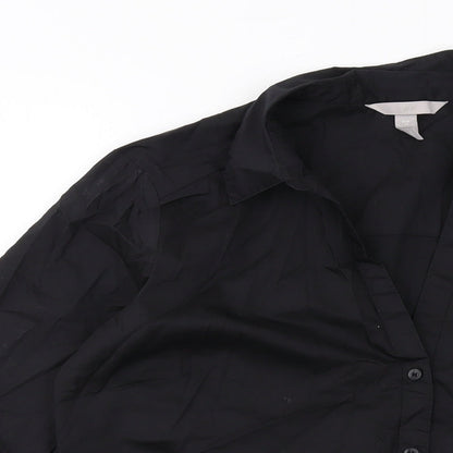 Womens UK Size 14 H&M Black Basic Button-Up