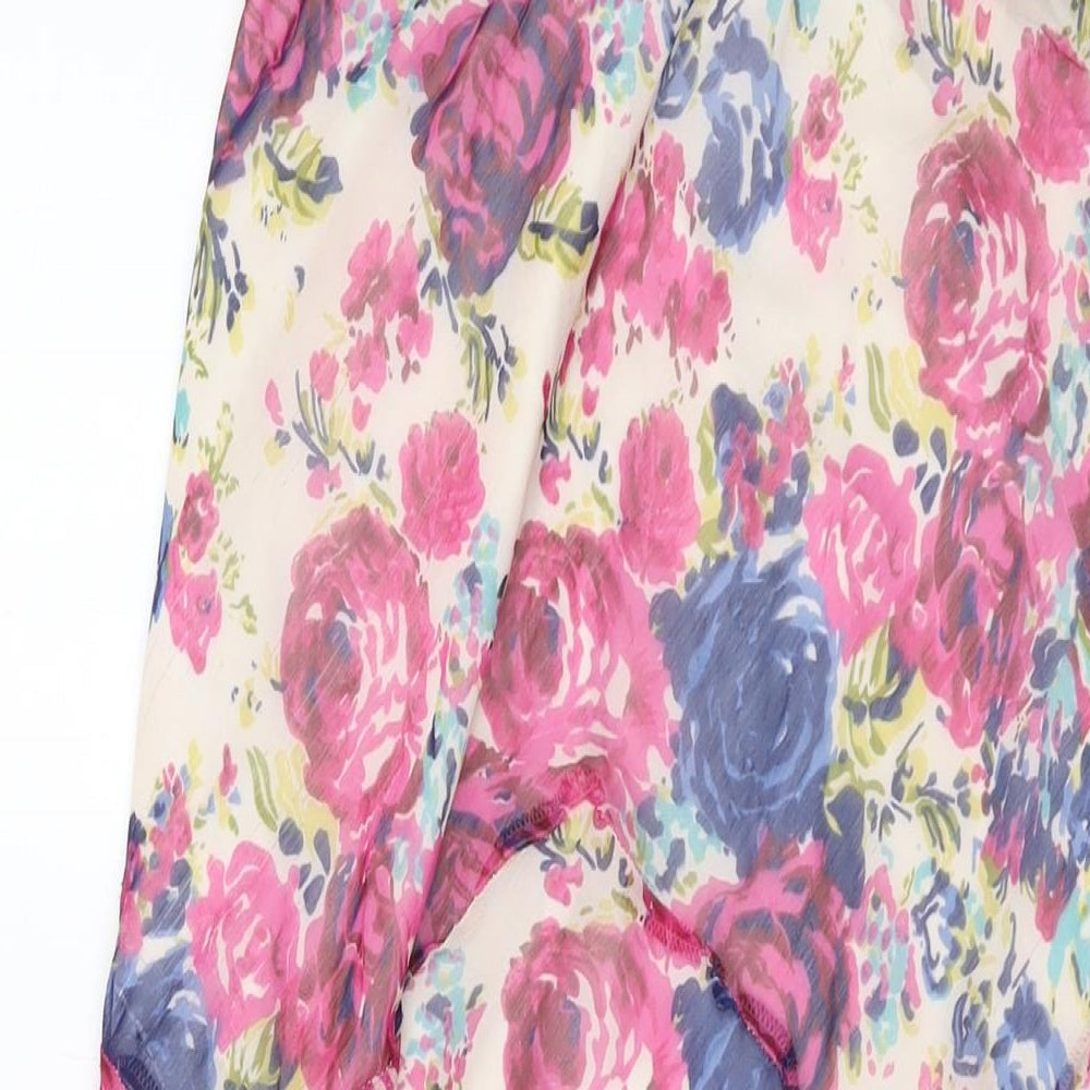 Elegant Womens Multicoloured Floral Polyester A-Line Skirt Size 12