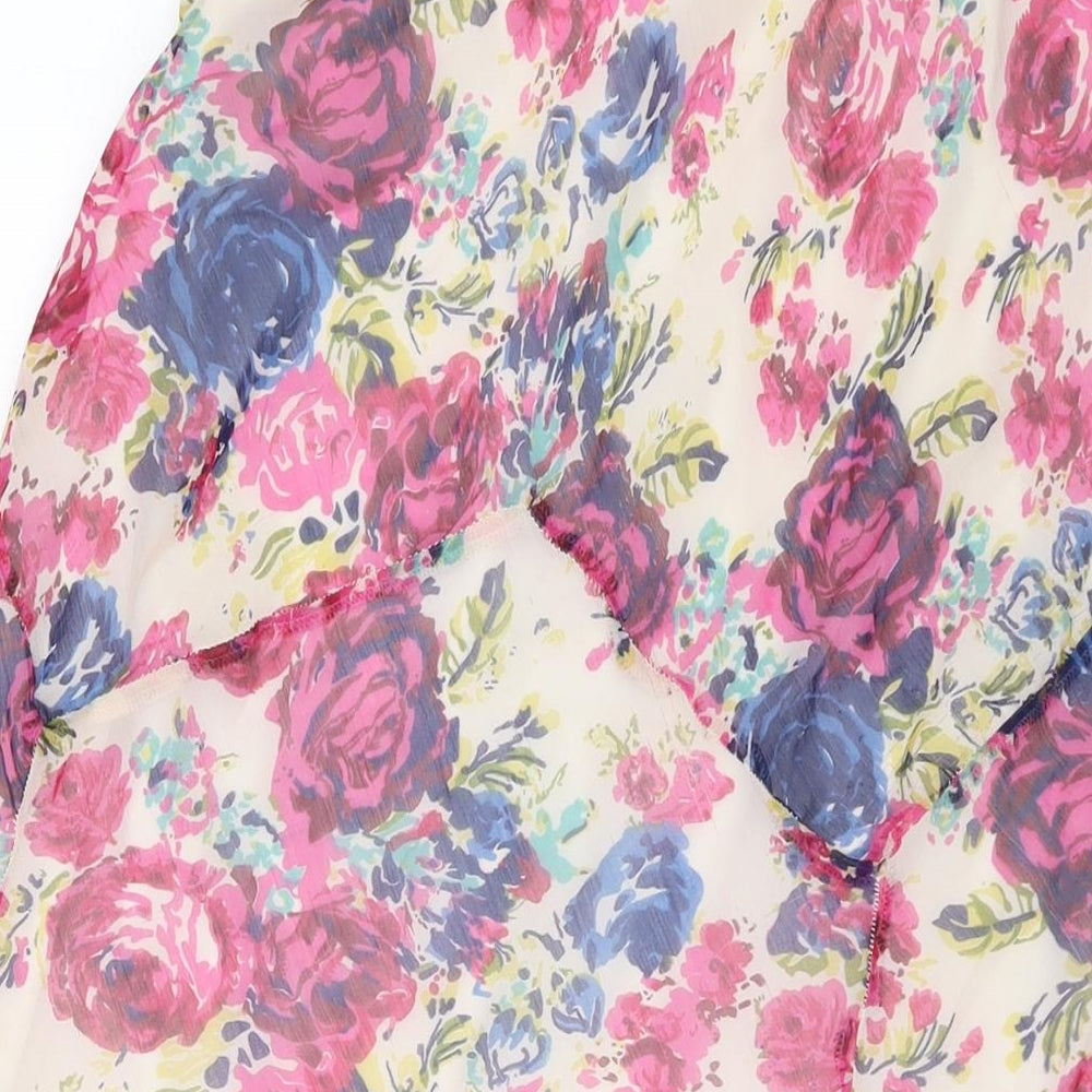 Elegant Womens Multicoloured Floral Polyester A-Line Skirt Size 12