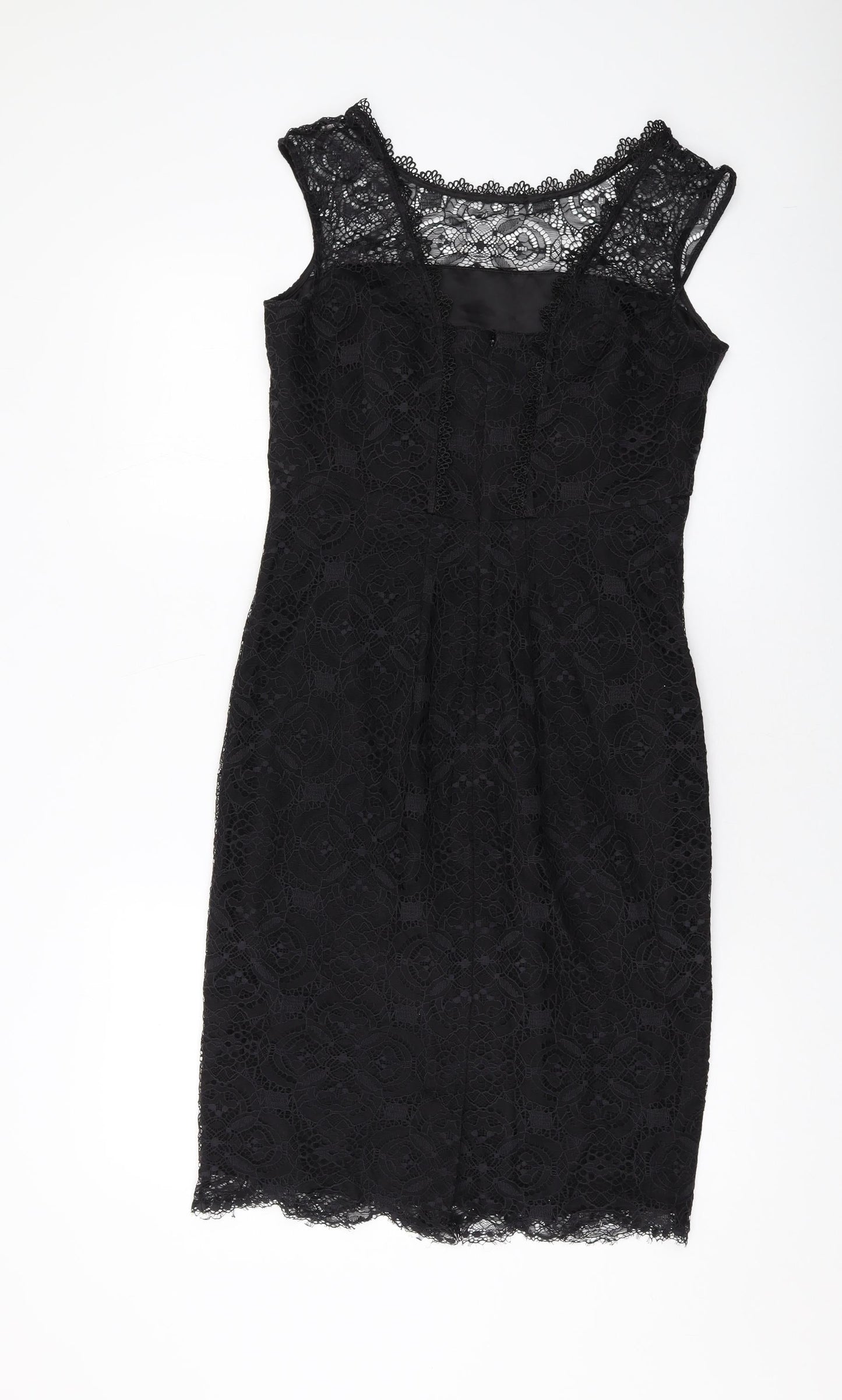 Monsoon Womens Black Nylon Sheath Size 12 Round Neck Zip