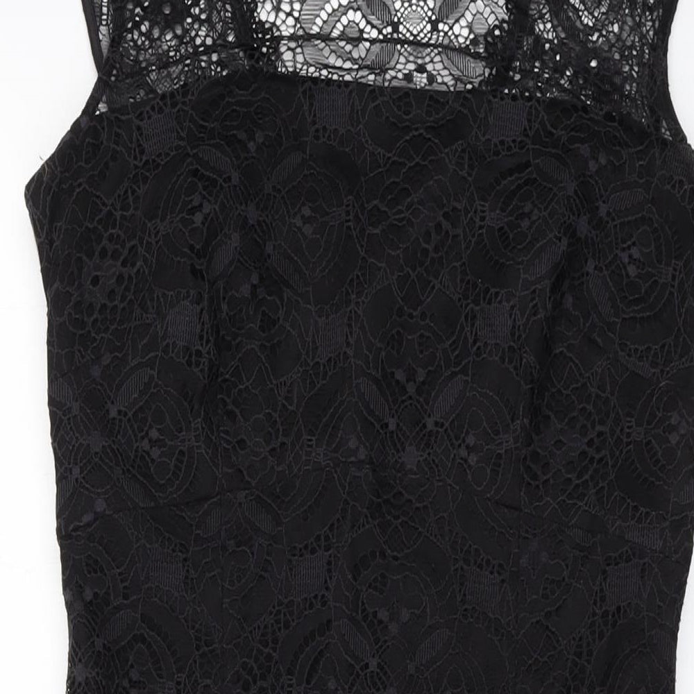 Monsoon Womens Black Nylon Sheath Size 12 Round Neck Zip