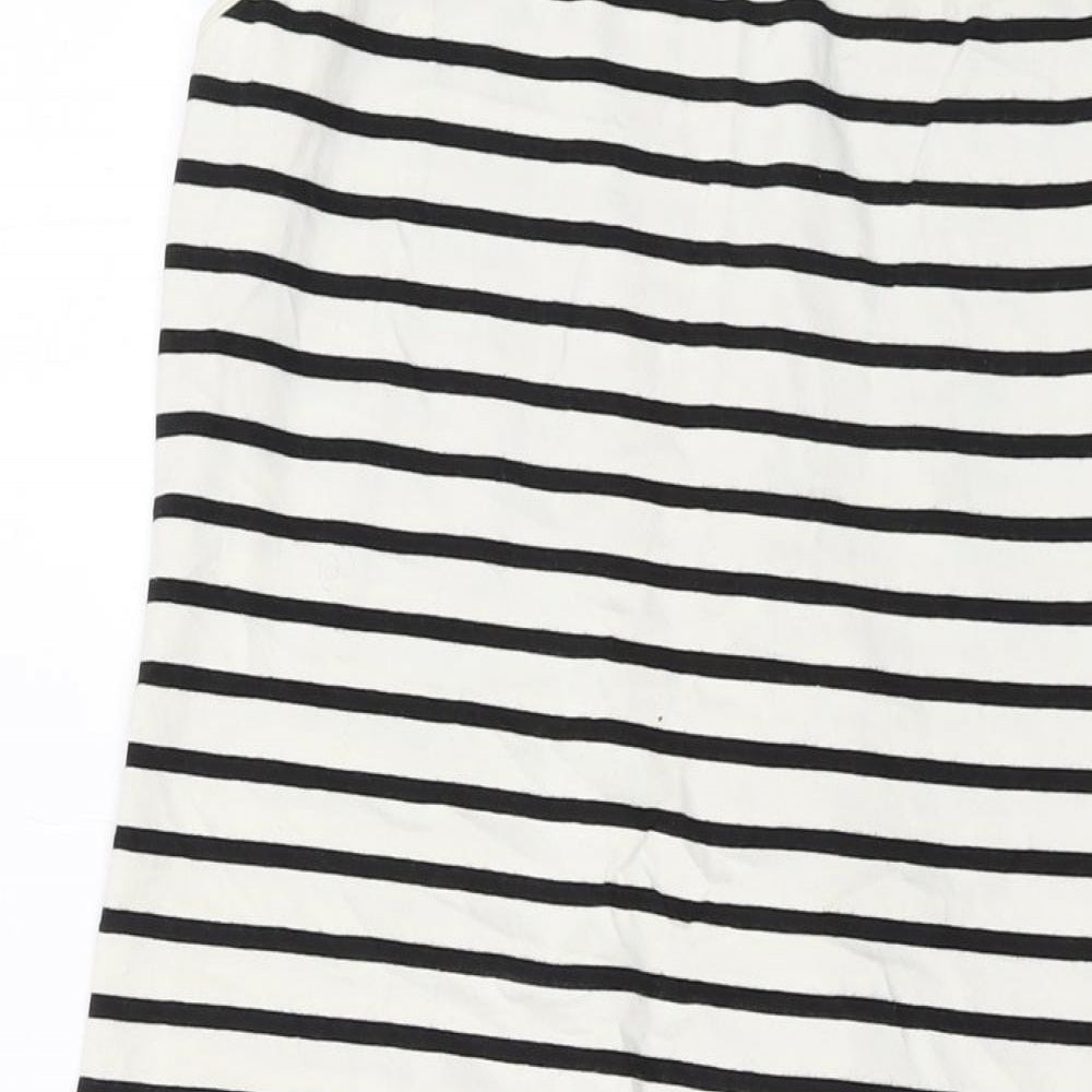 H&M Womens Beige Striped Cotton Tank Dress Size L Round Neck Pullover
