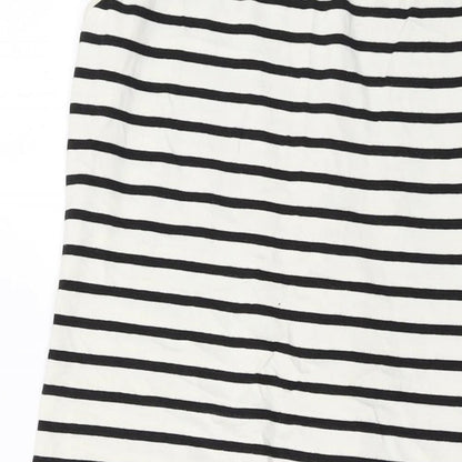 H&M Womens Beige Striped Cotton Tank Dress Size L Round Neck Pullover
