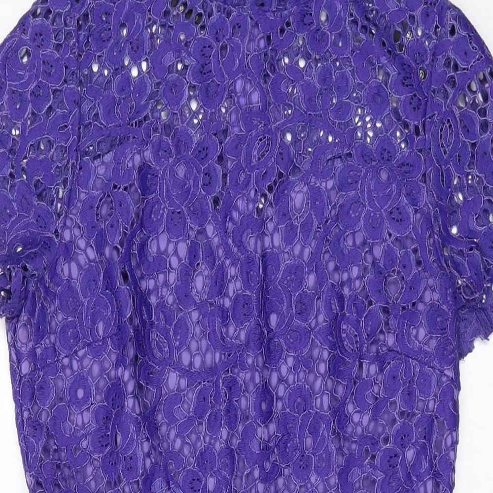Missguided Womens Pink Polyester A-Line Size 10 Mock Neck Zip