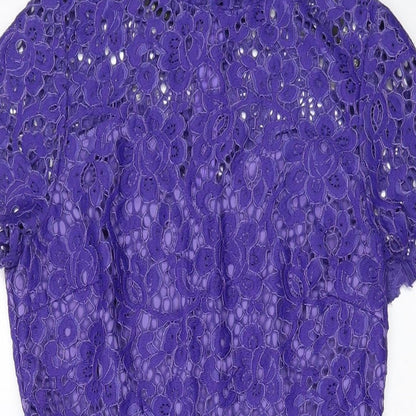 Missguided Womens Pink Polyester A-Line Size 10 Mock Neck Zip