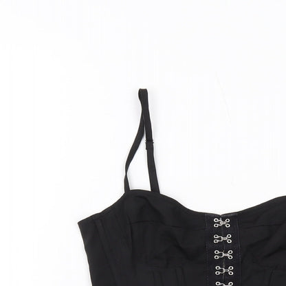 PRETTYLITTLETHING Womens Black Polyester Cropped Tank Size 8 Sweetheart