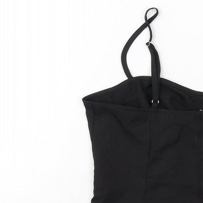PRETTYLITTLETHING Womens Black Polyester Cropped Tank Size 8 Sweetheart