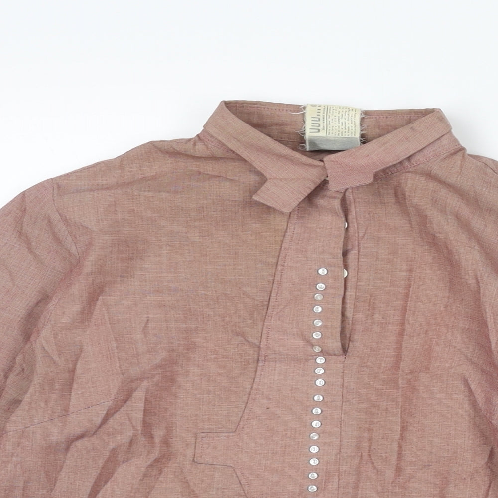 Hoop Womens Red Cotton Basic Blouse Size 10 Collared - Belt Detail Beading