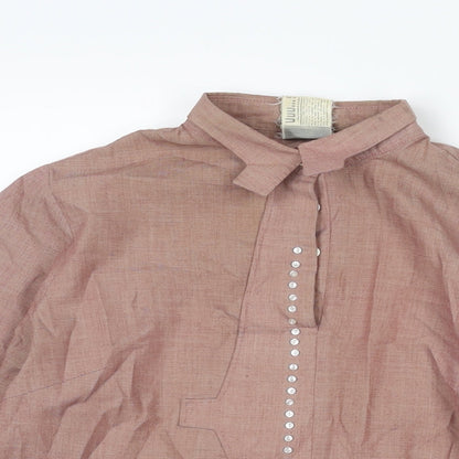 Hoop Womens Red Cotton Basic Blouse Size 10 Collared - Belt Detail Beading