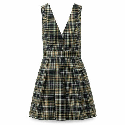 ASOS Womens Multicoloured Check Viscose A-Line Size 8 V-Neck Zip