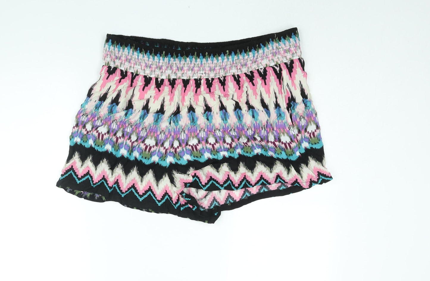 Capsule Womens Multicoloured Geometric Viscose Basic Shorts Size 22 Regular Pull On