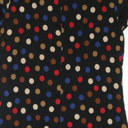 Principles Womens Black Polka Dot Viscose Mini Size 10 Boat Neck Pullover