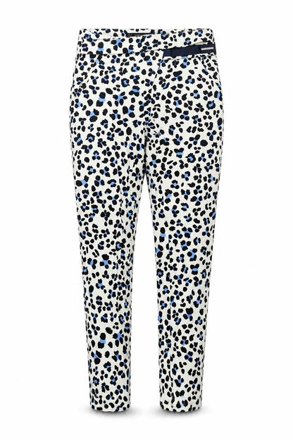 Zara Womens White Animal Print Cotton Trousers Size XS L26 in Regular Button - Leopard Print