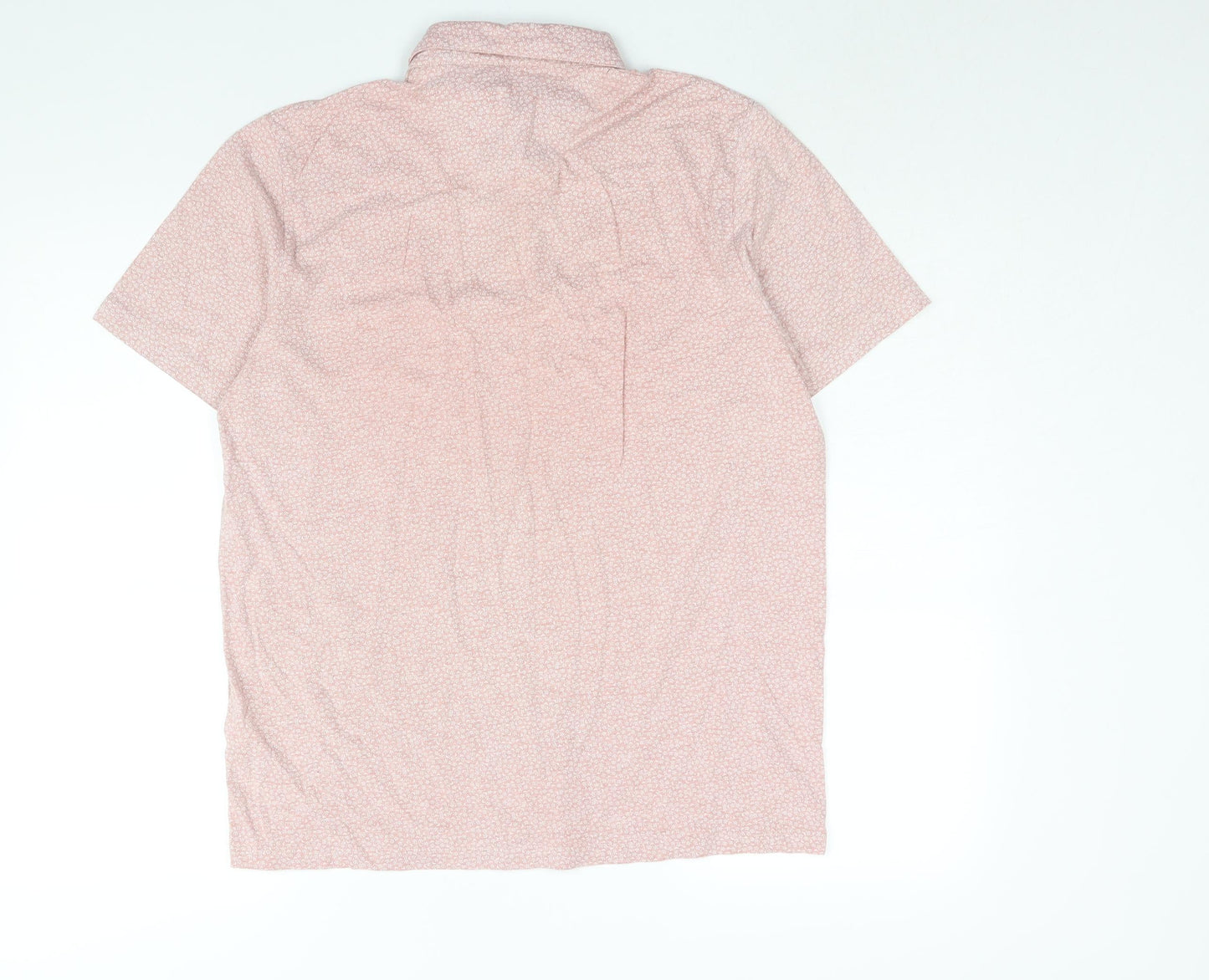 NEXT Mens Pink Geometric Cotton Polo Size L Collared Button