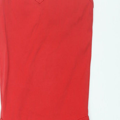 New Look Womens Red Polyester Mini Size 8 Scoop Neck Pullover - Peplum Frill