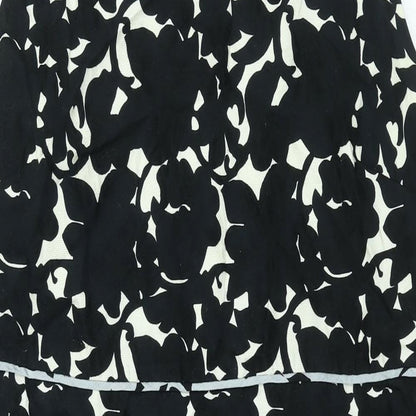 Betty Jackson Womens Black Geometric Cotton Sheath Size 18 Boat Neck Zip