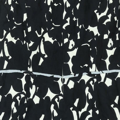 Betty Jackson Womens Black Geometric Cotton Sheath Size 18 Boat Neck Zip