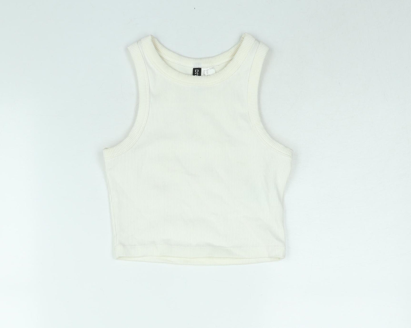 Divided by H&M Womens Ivory Cotton Basic T-Shirt Size XS Round Neck