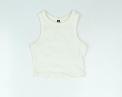 Divided by H&M Womens Ivory Cotton Basic T-Shirt Size XS Round Neck