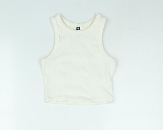 Divided by H&M Womens Ivory Cotton Basic T-Shirt Size XS Round Neck