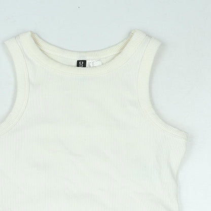 Divided by H&M Womens Ivory Cotton Basic T-Shirt Size XS Round Neck