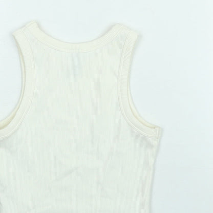 Divided by H&M Womens Ivory Cotton Basic T-Shirt Size XS Round Neck